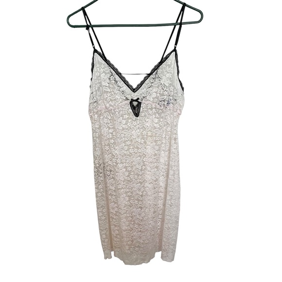 Apt.9 Chemise with Straps‎ Womens XL Floral Black Lace Trim Retro Classic Ivory - Picture 1 of 7